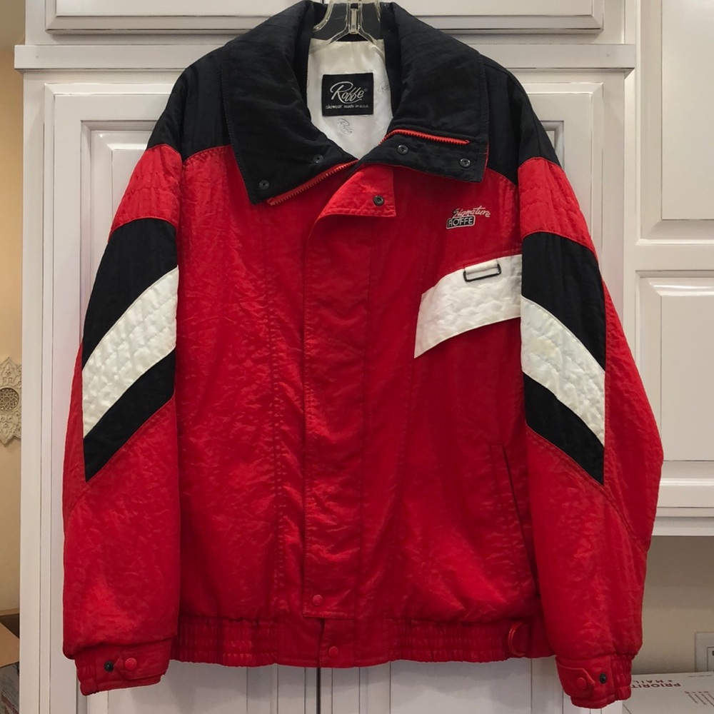 Roffe vintage men’s elastic waistband double closure ski jacket size Large
